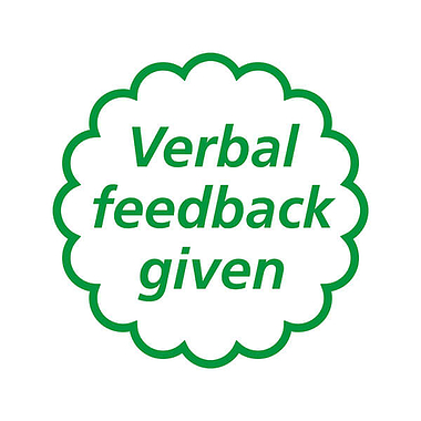 Verbal Feedback Given Stamper - Green Ink (20mm)