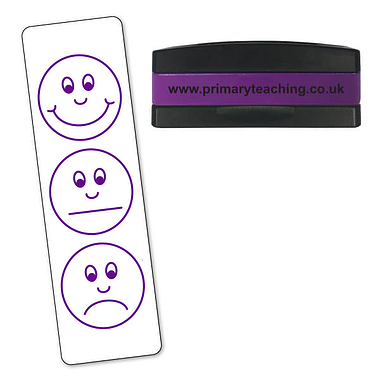 Smiley Faces Assessment Stakz Stamper - Purple Ink (44mm x 13mm)