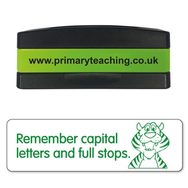 Remember Capital Letters and Full Stops Stakz Stamper - Green Ink (44mm x 13mm)