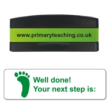 Well Done! Your Next Step is Stakz Stamper - Green Ink (44mm x 13mm)