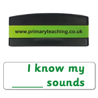 I Know My ___ Sounds Phonics Stakz Stamper - Green Ink (44mm x 13mm)