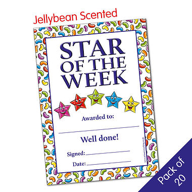 20 Jellybean Scented Star of the Week Certificates - A5
