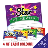 20 Assorted Star of the Week Certificates - A5