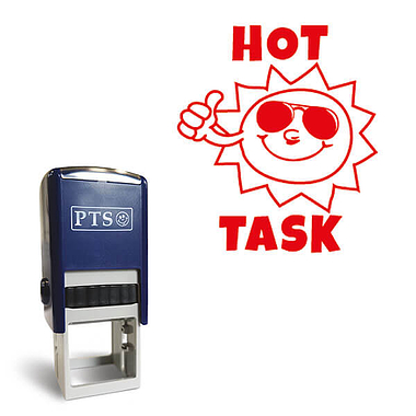 'Hot Task' Stamper - Sun - Red Ink (25mm)