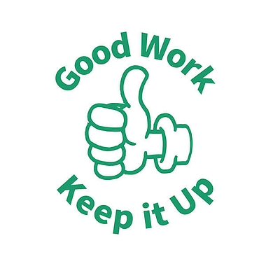 Good Work Keep it Up Thumbs Up Stamper - Green Ink (25mm)