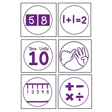 Pedagogs Marking Stampers - Numeracy - Set of 6 (25mm - Purple ink)