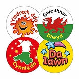 Welsh Praise Stickers (20 Stickers - 32mm) Brainwaves