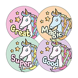 Pastel Unicorn Stickers (20 Stickers - 32mm)