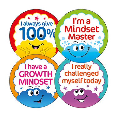 20 Growth Mindset Brain Stickers - 32mm