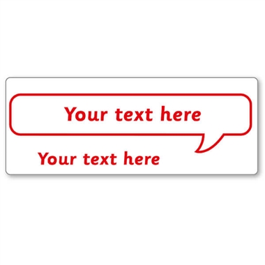 Personalised Speech Bubble Stamper - Red Ink (59mm x 21mm)