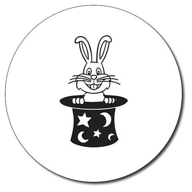 Personalised Rabbit in a Hat Stamper - Black Ink (25mm)