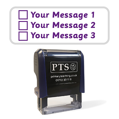 Personalised 3 Tick Box Stamper - Purple Ink (38mm x 15mm)