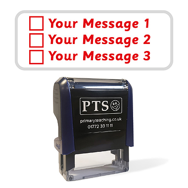 Personalised 3 Tick Box Stamper - Red Ink (38mm x 15mm)
