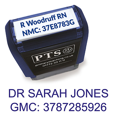 Personalised Healthcare Professional Stamper - Blue - 38 x 14mm