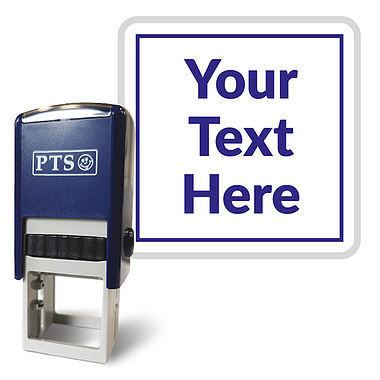 Personalised Text Box Stamper - Blue Ink (25mm)