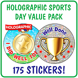Holographic Sports Day Stickers Value Pack (175 Stickers - 37mm)
