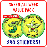 280 Holographic Green All Week Stickers - 37mm