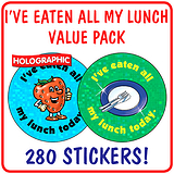 Holographic Eaten All My Lunch Stickers Value Pack (280 Stickers - 37mm)