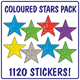Sparkly Coloured Star Stickers (1120 Stickers in Pack - 18mm)