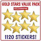 1120 Holographic Gold Star Stickers - 20mm