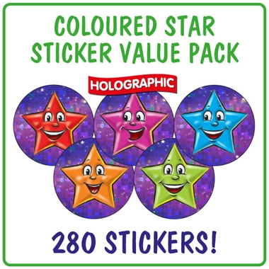 Holographic Star Stickers Value Pack (280 Stickers - 20mm)
