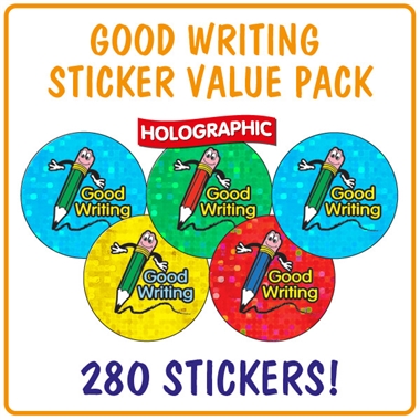 Holographic Good Writing Stickers Value Pack (280 Stickers - 20mm)