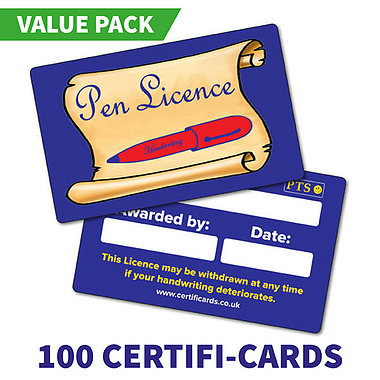 Pen Licence CertifiCARDS Value Pack (100 Wallet Size Cards)