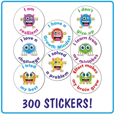 Growth Mindset Stickers Value Pack (300 Stickers - 25mm)
