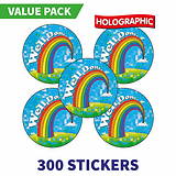 Holographic Well Done Rainbow Stickers Value Pack (300 Stickers - 25mm)