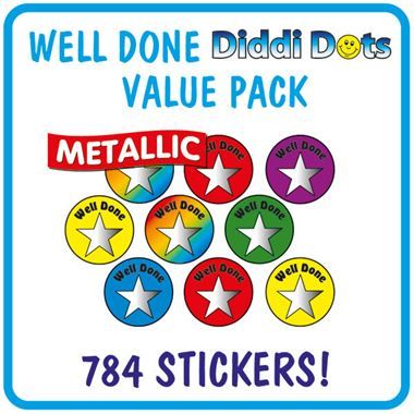 784 Metallic Well Done Stickers - 10mm