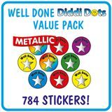 784 Metallic Well Done Stickers - 10mm