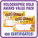 Holographic Gold Award Certificates Value Pack (100 Certificates - A5)