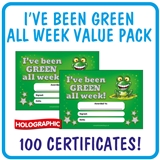Holographic Green All Week Certificates Value Pack (100 Certificates - A5)