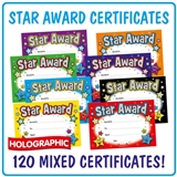 120 Holographic Star Award Certificates - A5