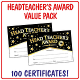 Head Teacher's Award Black & Gold Certificates Value Pack (100 Certificates - A5)