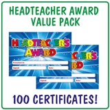 100 Head Teacher's Award Certificates - Blue - A5
