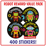 Robot Holographic Stickers (400 Stickers - 32mm) Brainwaves