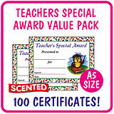 Jellybean Scented Teacher's Special Award Certificates Value Pack (100 Certificates - A5)