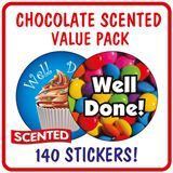 Chocolate Scented Stickers Value Pack (140 Stickers - 37mm)