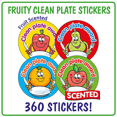 Fruity Scented Stickers Value Pack - Clean Plate Award (360 Stickers - 32mm)