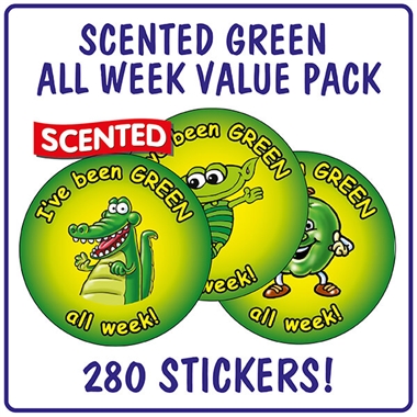280 Apple Scented Green All Week Stickers - 37mm