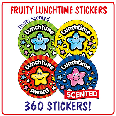Fruity Scented Stickers Value Pack - Lunchtime Award (360 Stickers - 32mm)