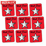 Metallic Star Stickers - Well Done - Red (140 Stickers - 16mm)
