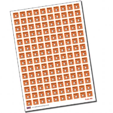 140 Metallic Well Done Star Stickers - Orange - 16mm