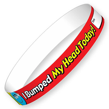 I Bumped My Head Today Glossy Wristbands (10 Wristbands - 220mm x 13mm) Brainwaves