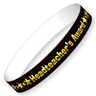 Headteacher's Award Wristbands - Black and Gold (40 Wristbands - 220mm x 13mm) Brainwaves