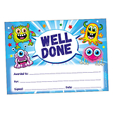 20 Peppermint Scented Well Done Monster Certificates - A5