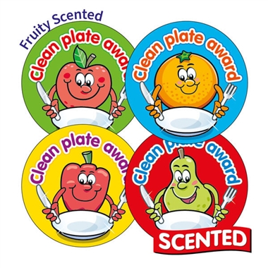 Fruity Scented Stickers - Clean Plate Award (45 Stickers - 32mm)
