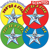 Scented Tropical Fruit Stickers - You're a Star (35 per sheet - 37mm)