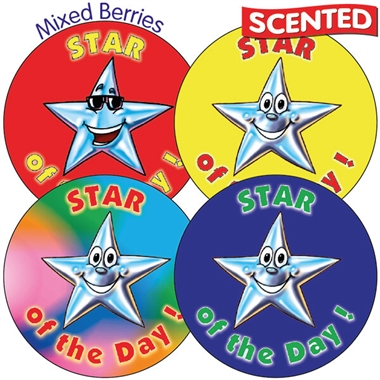 Scented Mixed Berry Stickers - Star of the Day (35 per sheet - 37mm)